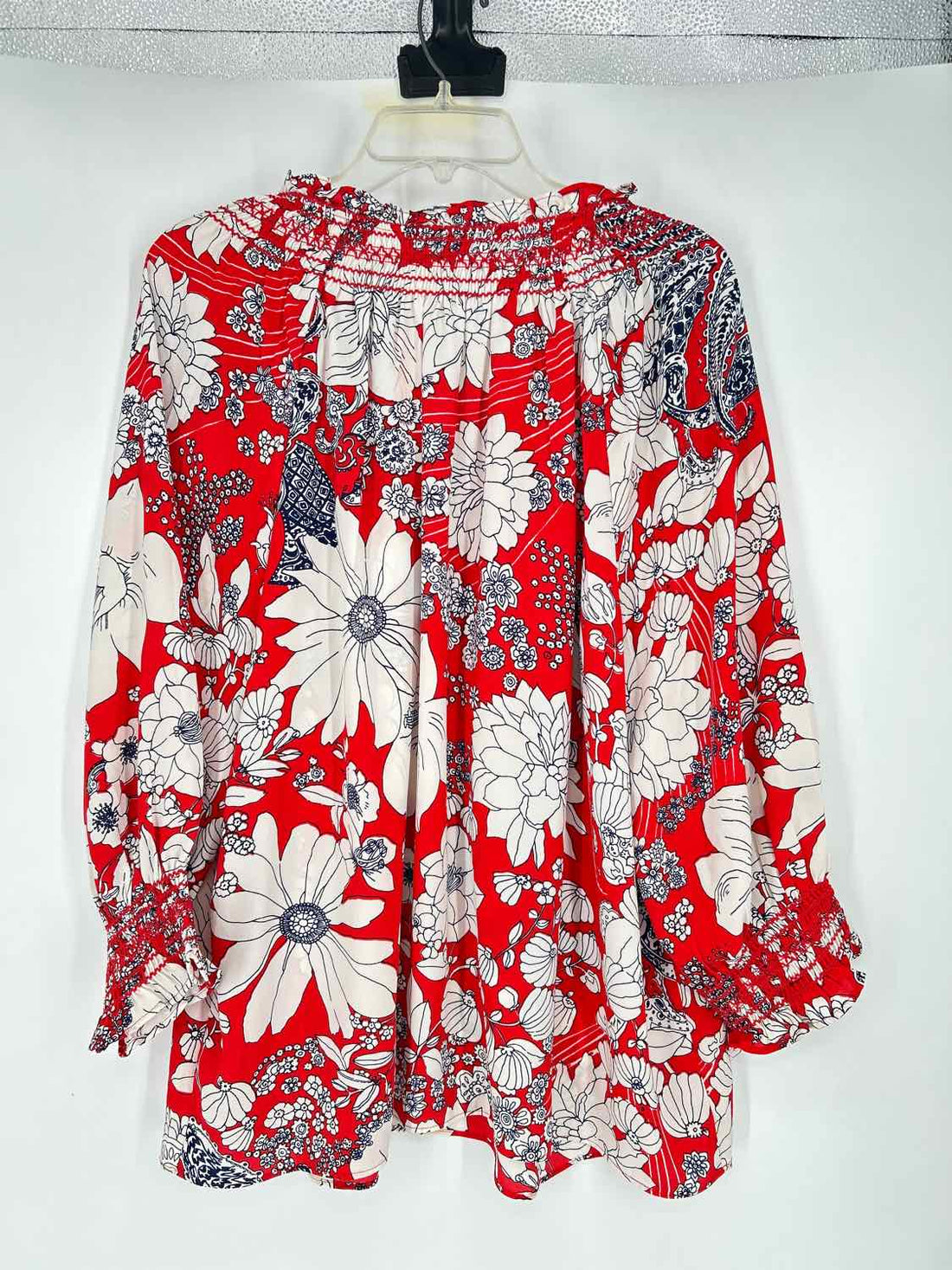Talbots Size XL Red & White Floral Long Sleeve