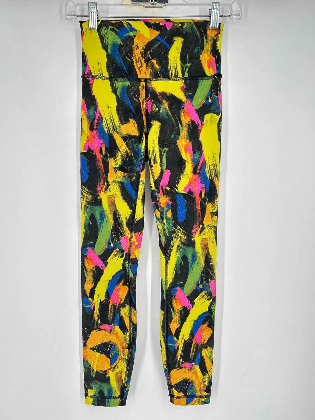 Lululemon Size 4 Yellow & Black Print Active Leggings