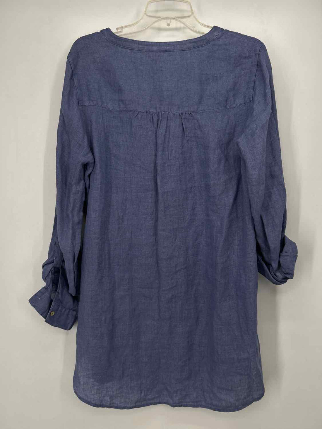 Sigrid Olsen Size L Blue Linen Long Sleeve Dress