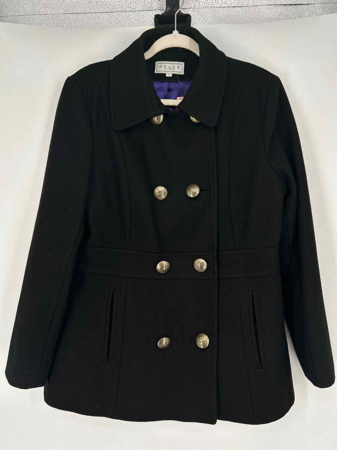 Pelle Studio Size XL Black Wool Blend Vintage Coat