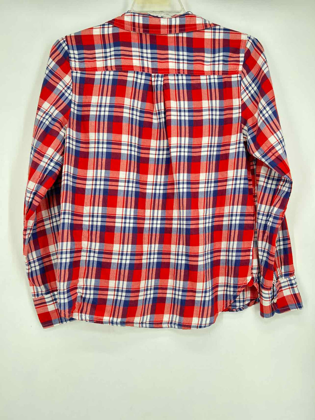 J Crew Size M Red White & Blue Plaid Long Sleeve