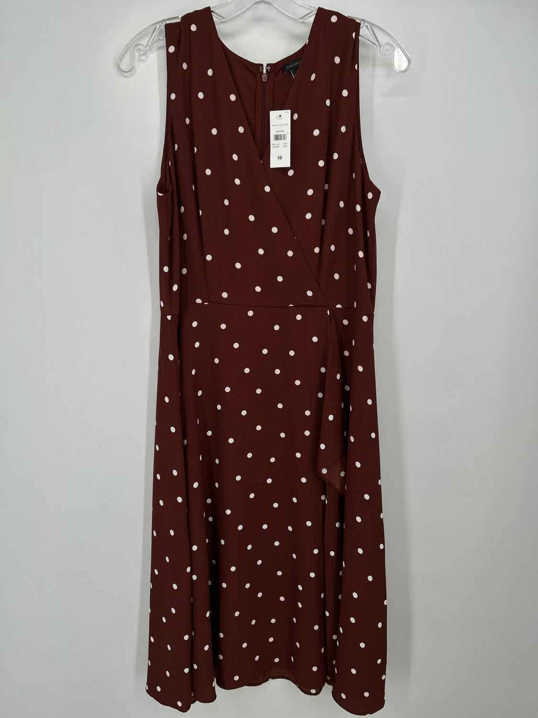 Ann Taylor Size 10 Brown & White Polkadot NWT Dress