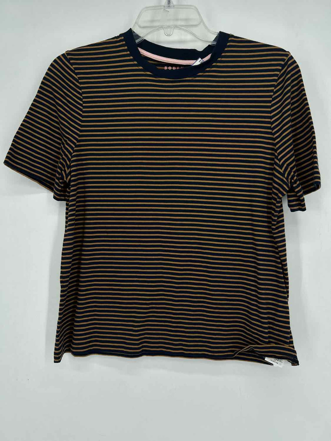 Boden Size M Navy & Tan Striped Short Sleeve