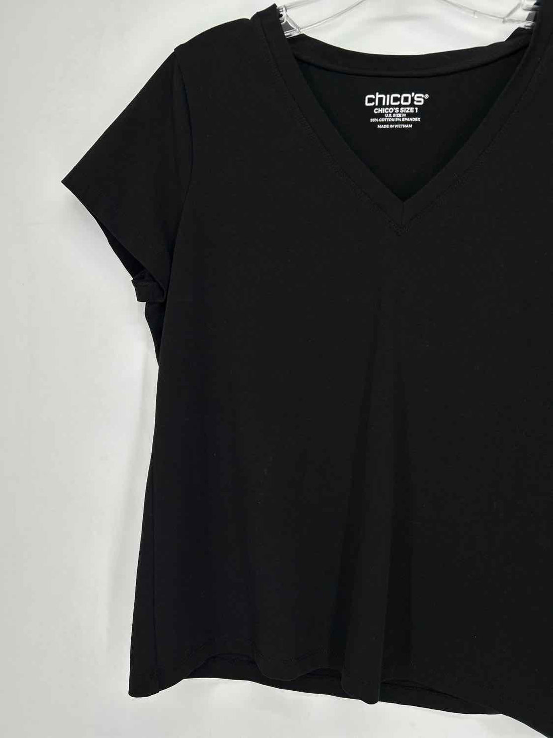 Chicos Size 1/M Black Short Sleeve