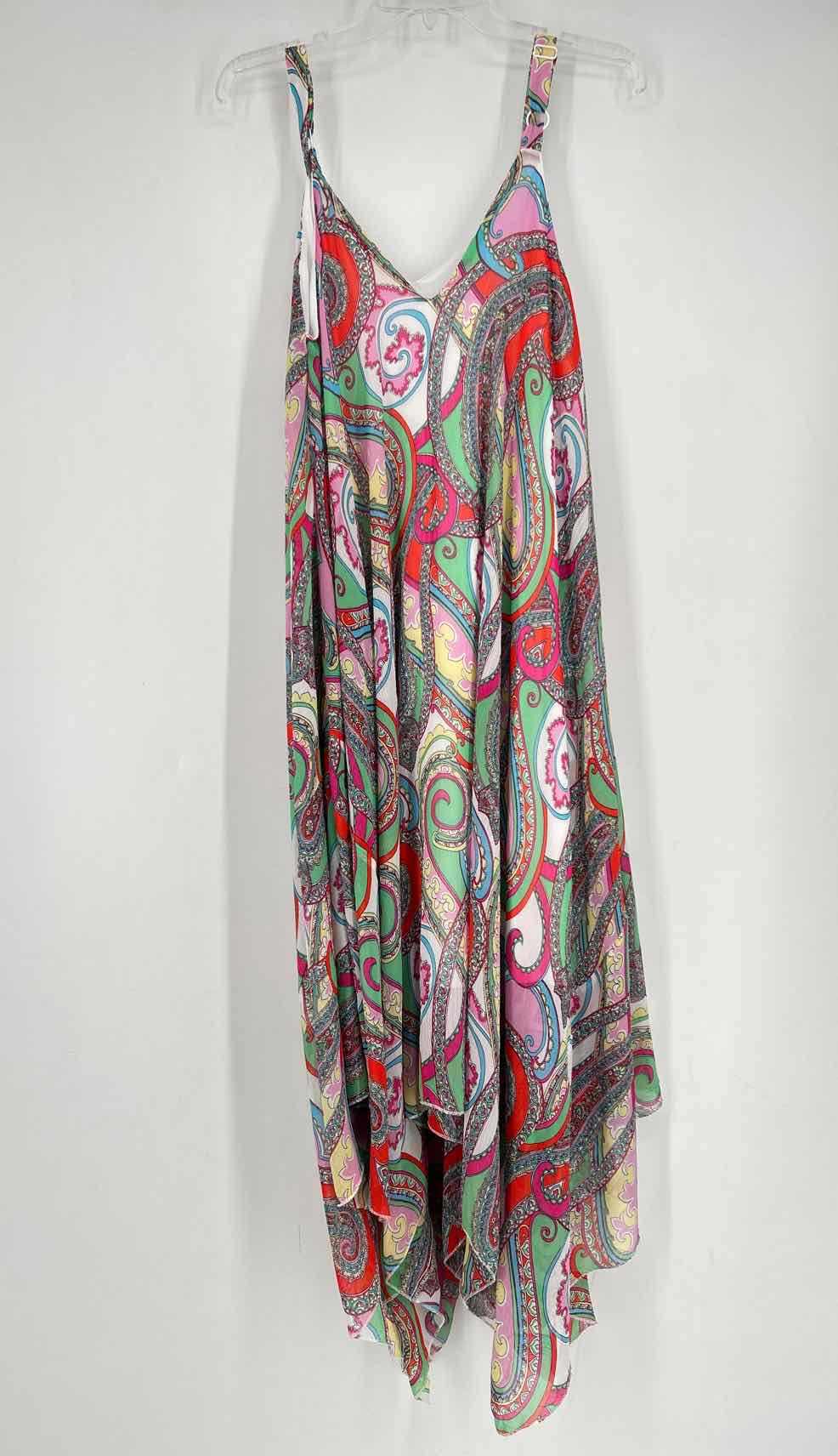 Nina Leonard Size L White Paisley Sleeveless Dress