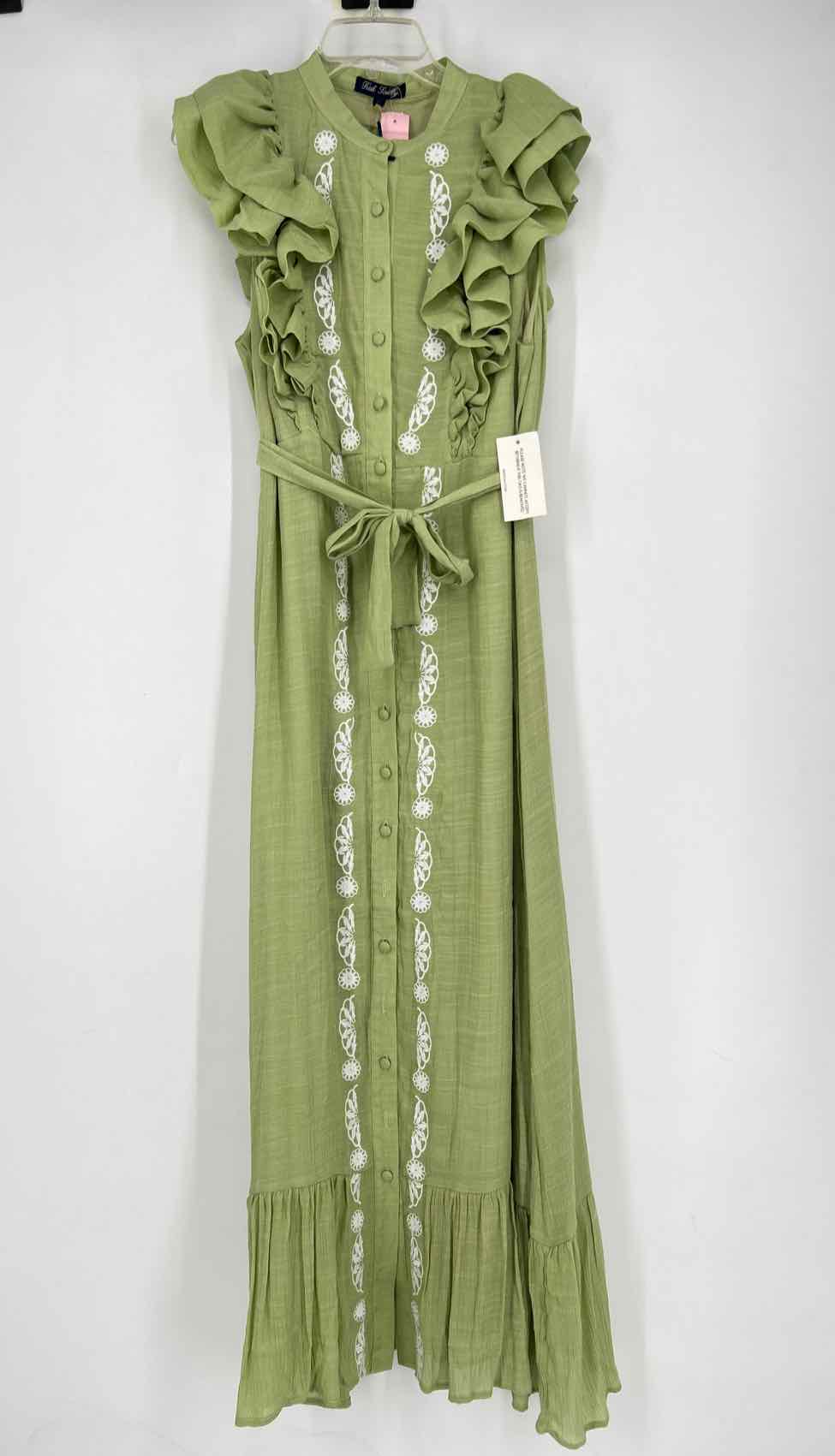 Trish Scully Size L Green Embroidered NWT Dress