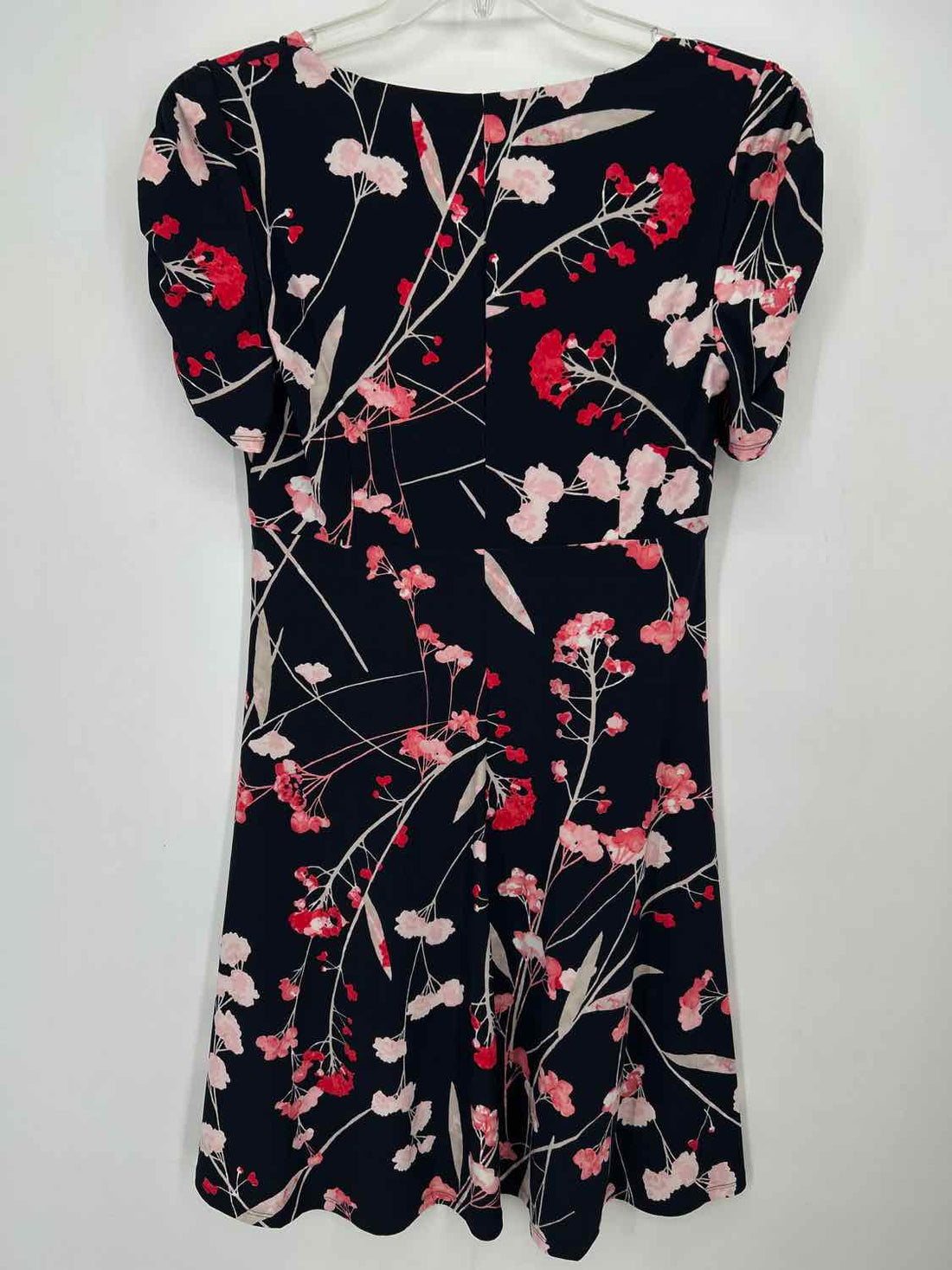 Tommy Hilfiger Size 8 Navy & Pink Print Short Sleeve Dress