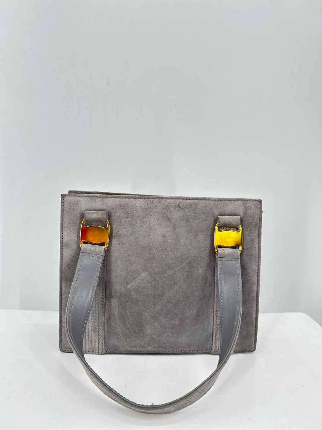 Salvatore Ferragamo Gray Suede Satchel