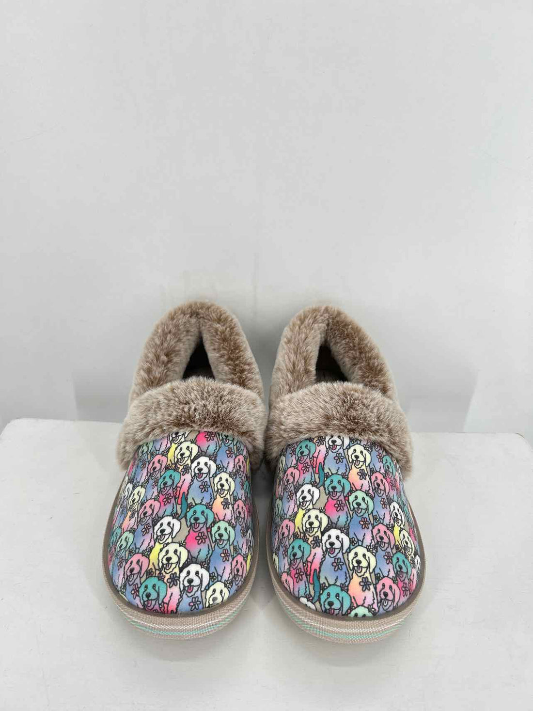 Bobs Women Size 7.5 Multi Color Like New Faux Fur Flats
