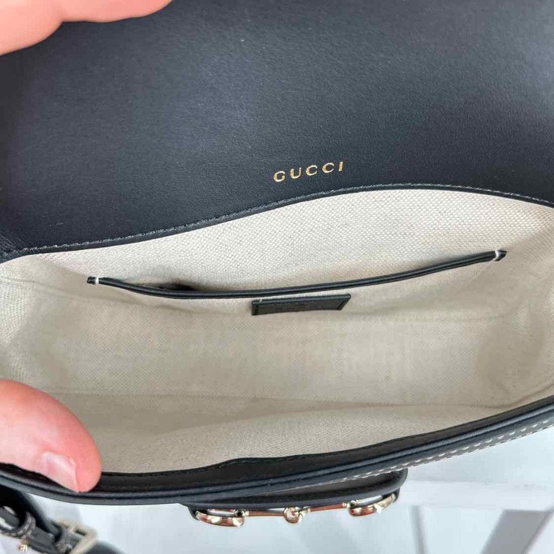 Gucci GG Supreme Horsebit 1955 Black Signature Crossbody