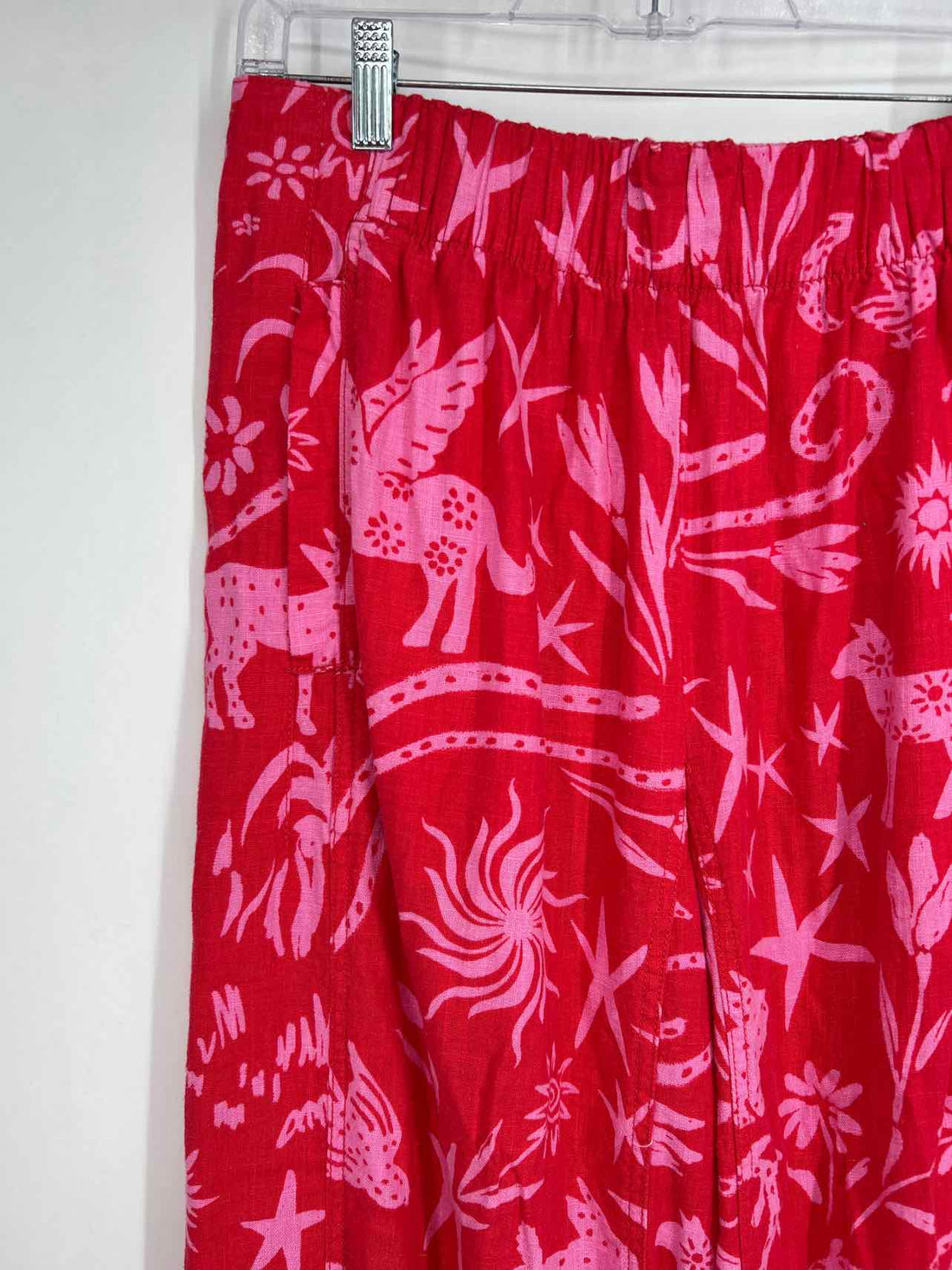 Free People Size M Red & Pink Print Pants
