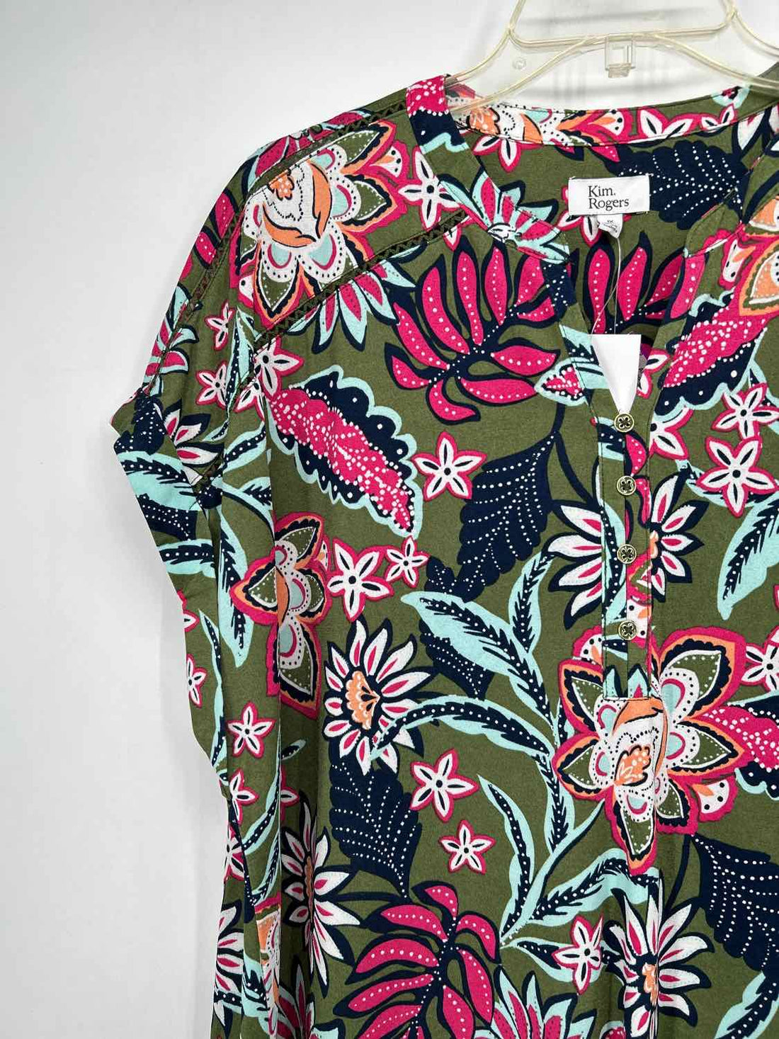 Kim Rogers Size 1X Green Print NWT Top/Blouse