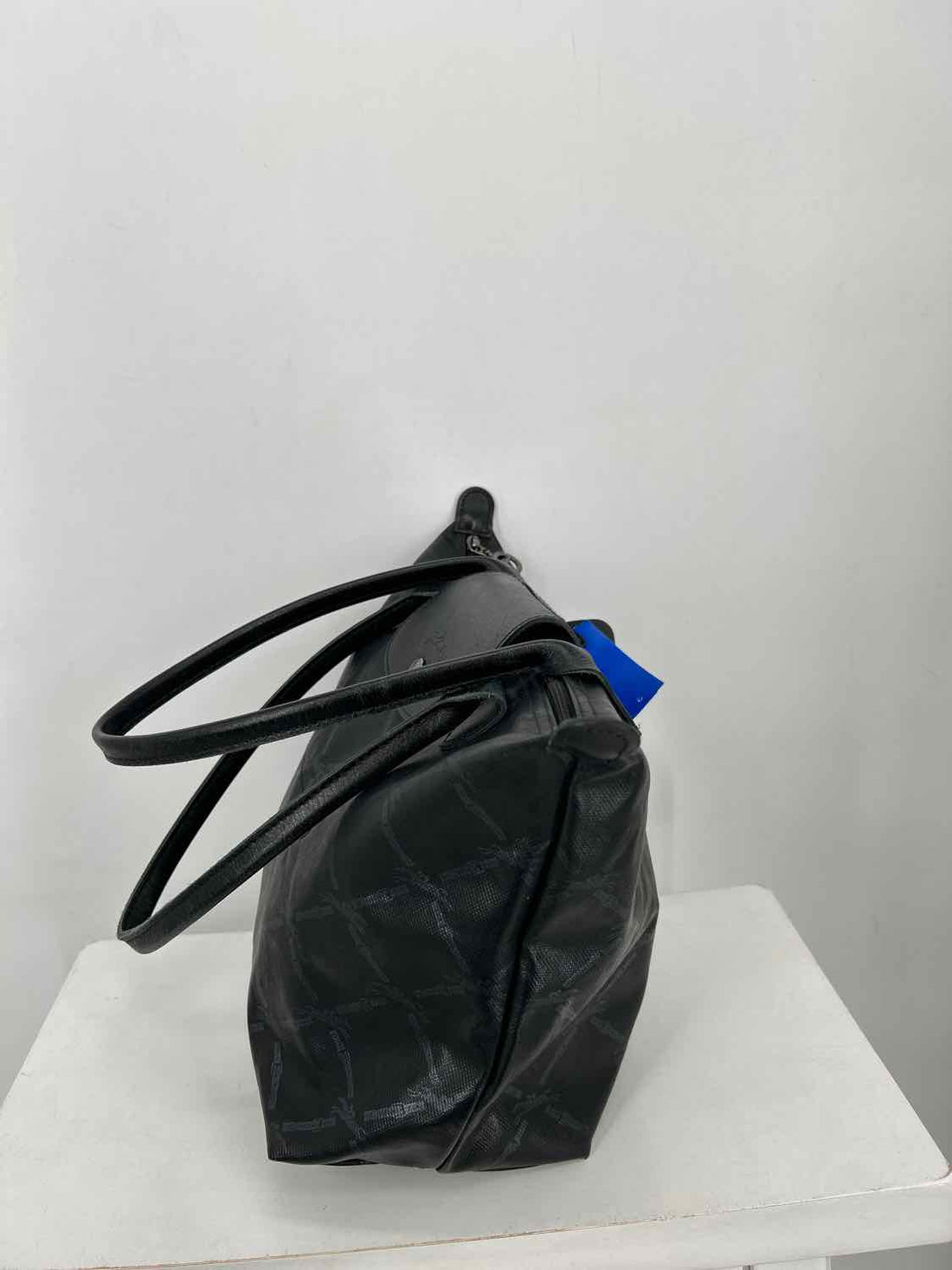 LongChamp Black Print Leather Tote