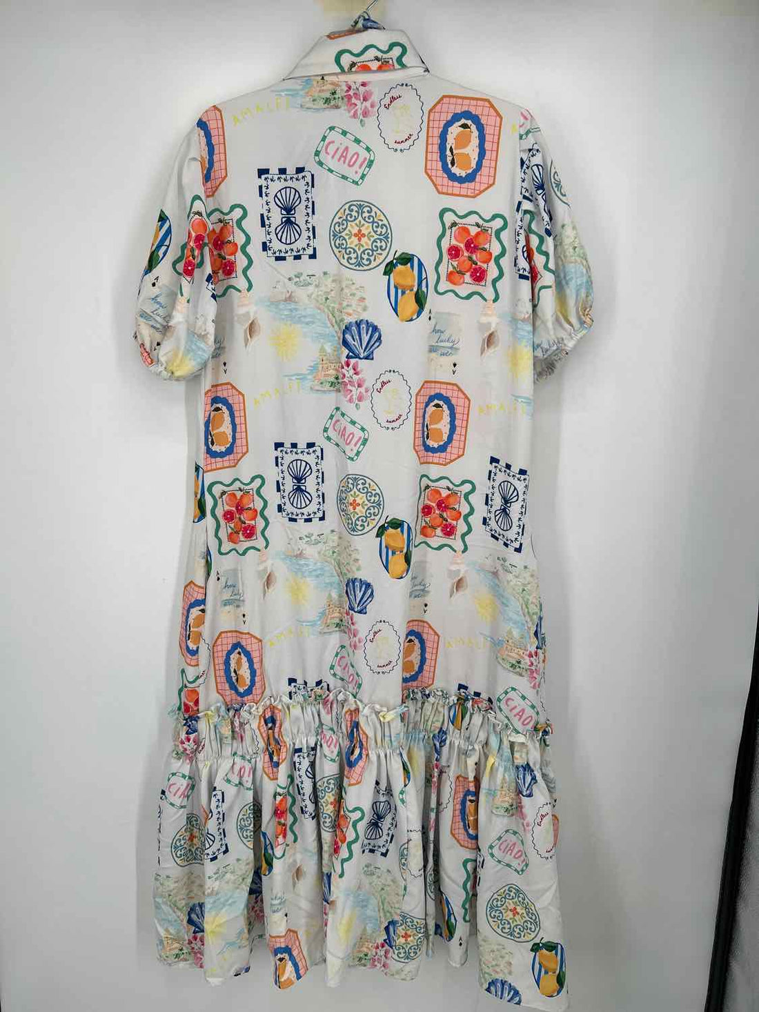 Beloved Size L White Print Short Sleeve Dress