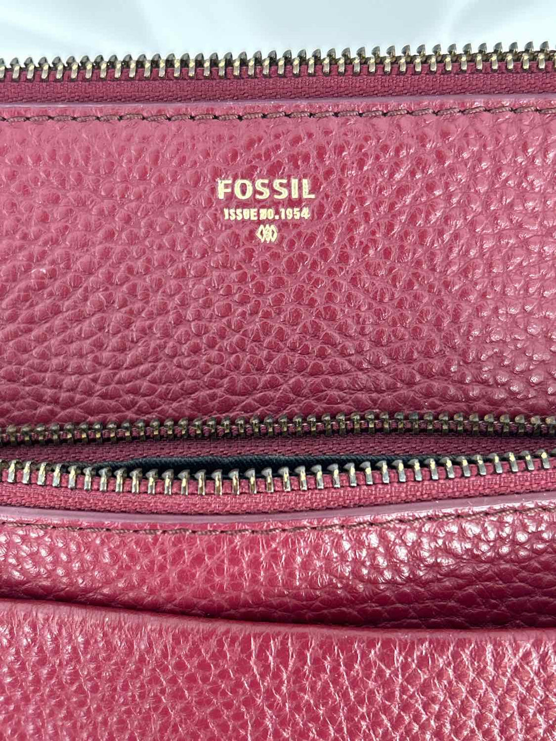 Fossil Maroon Pebbled Leather Crossbody