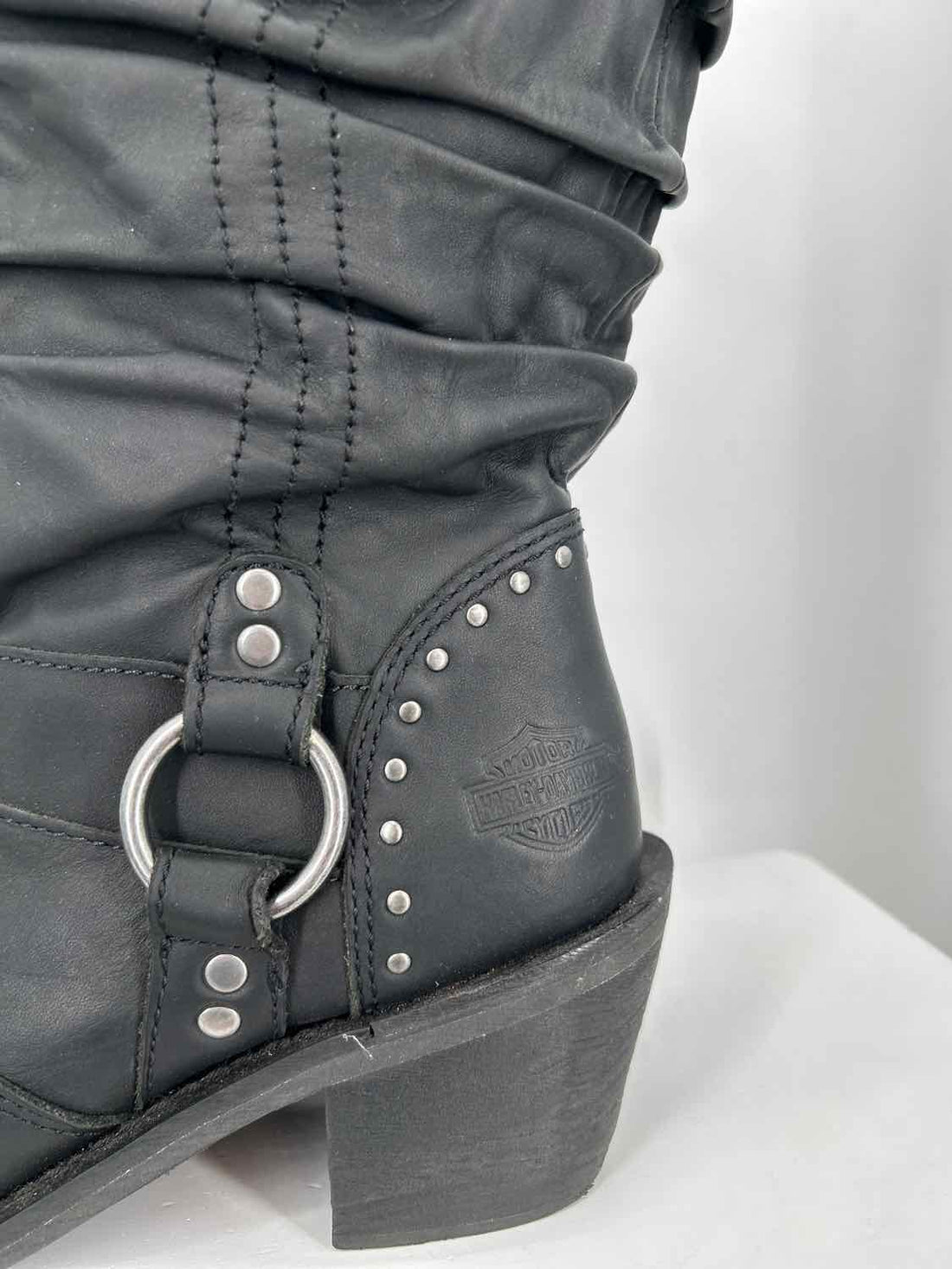 Harley Davidson Women Size 9 Black Genuine Leather Knee-High Boot
