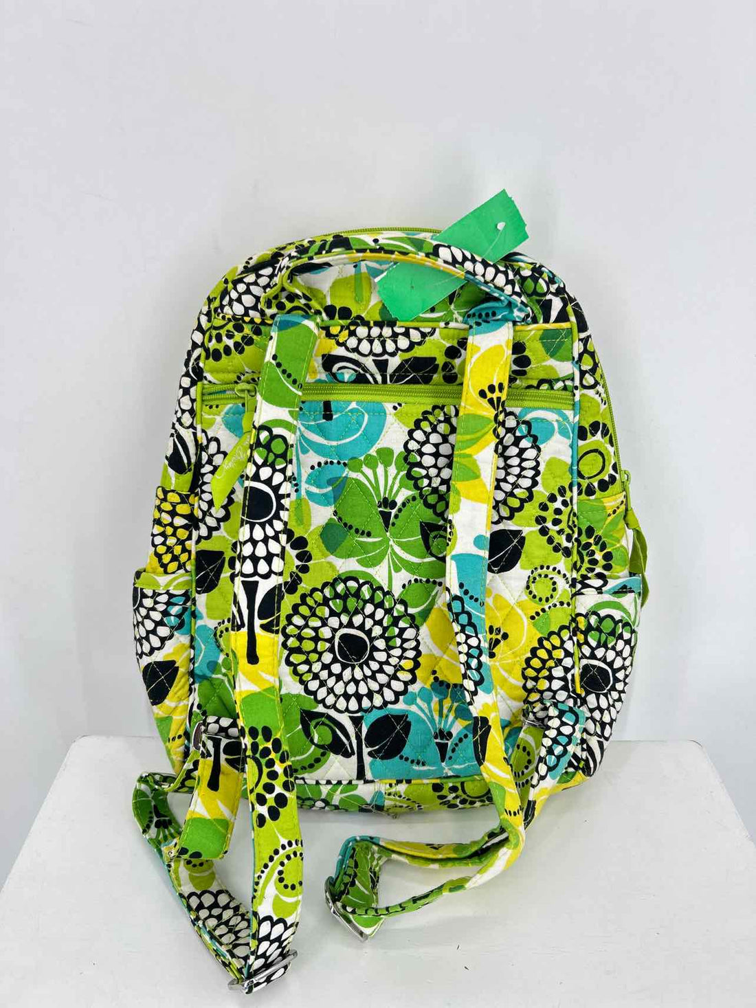 Vera Bradley Green Yellow & Blue Floral Quilted Pre Owned Backpack