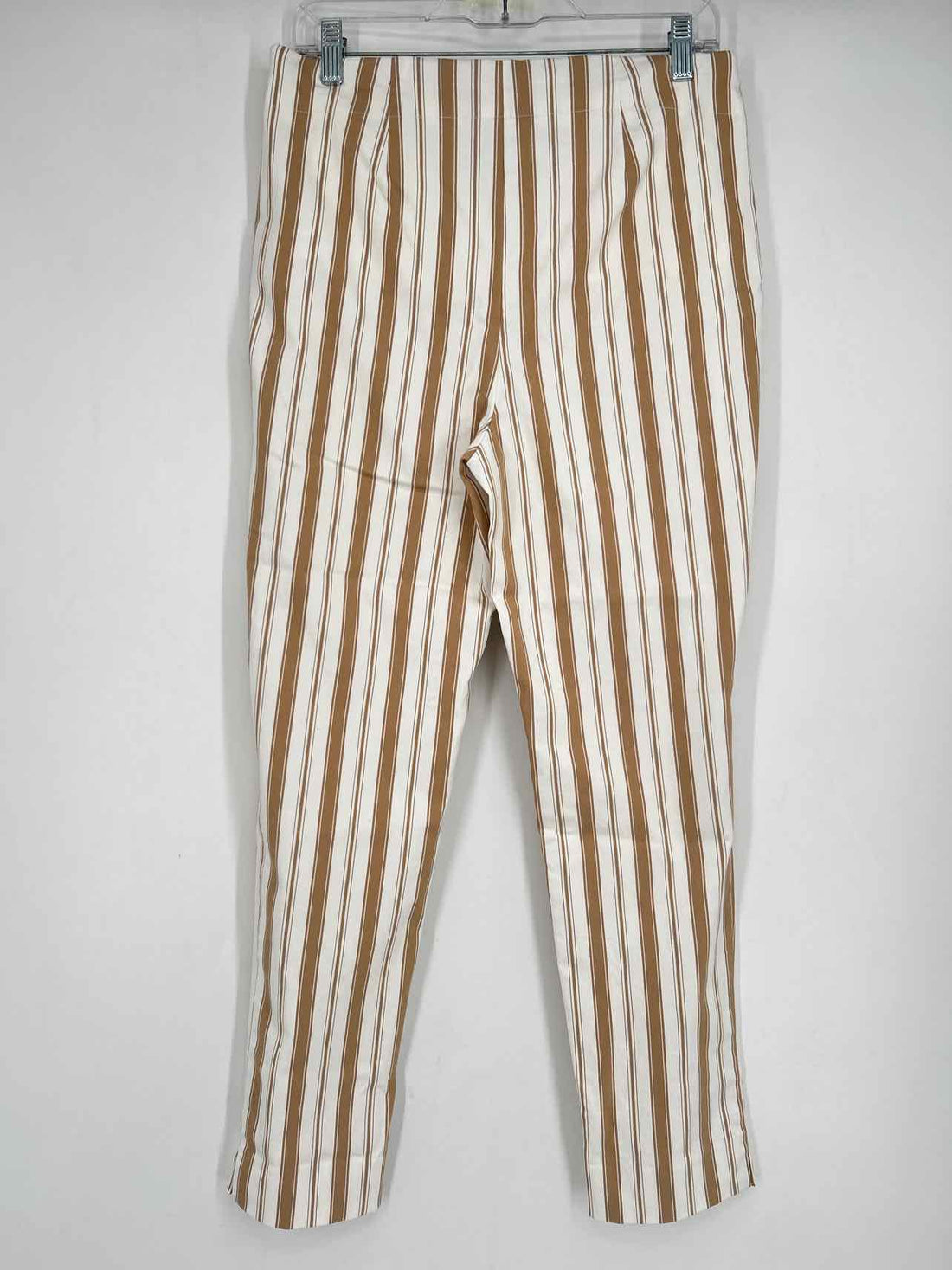 Chicos Size 1 (8) White & Tan Striped Pants