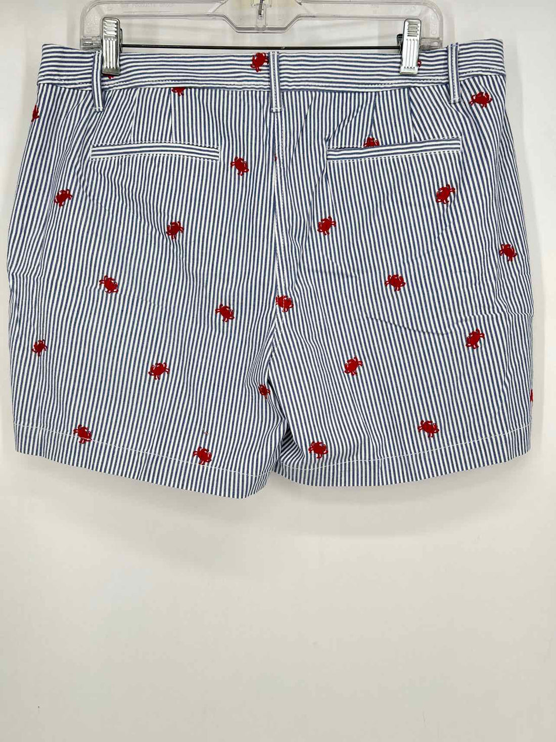 Talbots Size 14P Blue & White Striped Embroidered Shorts