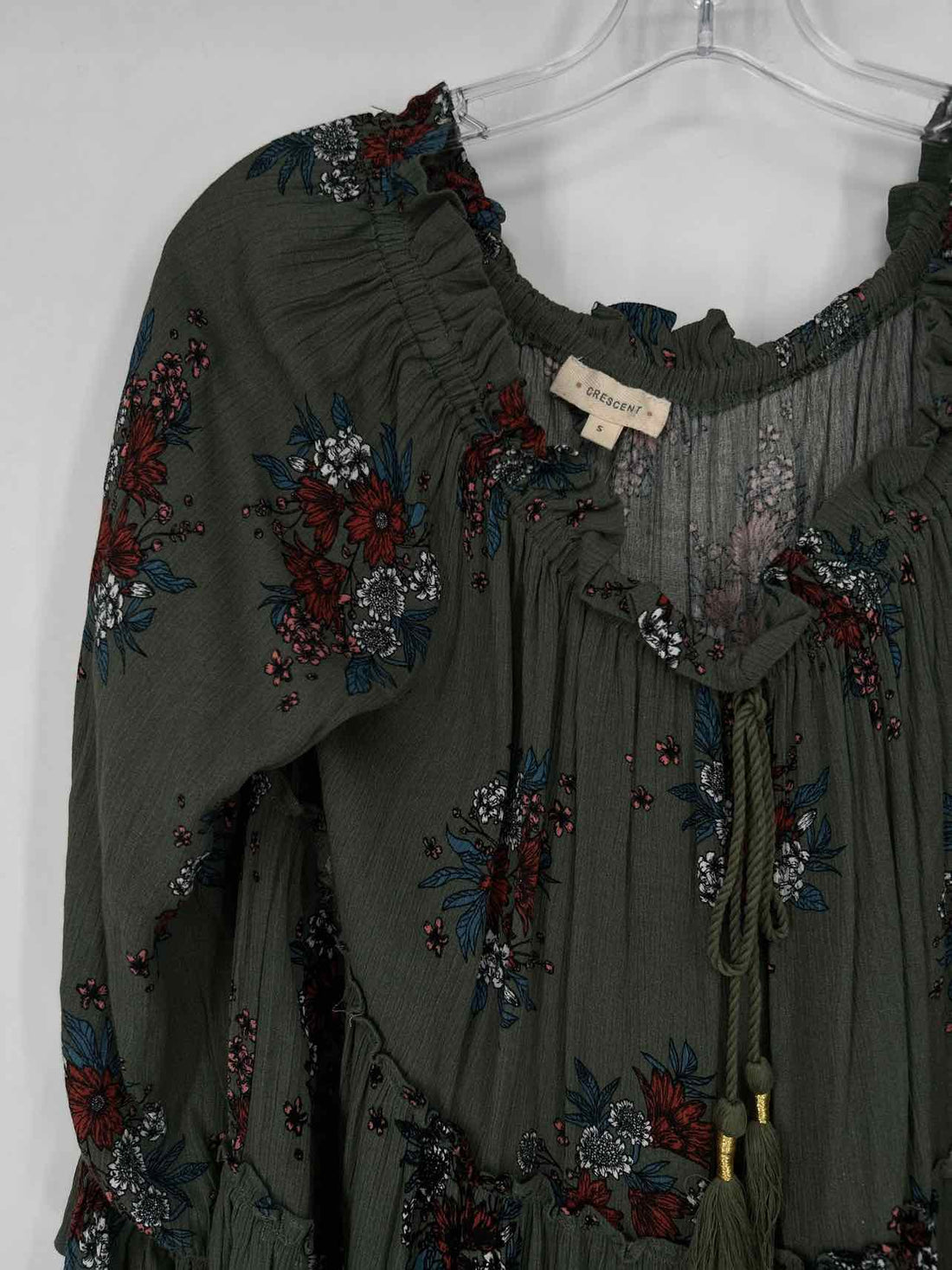 Crescent Size S Olive Floral Long Sleeve