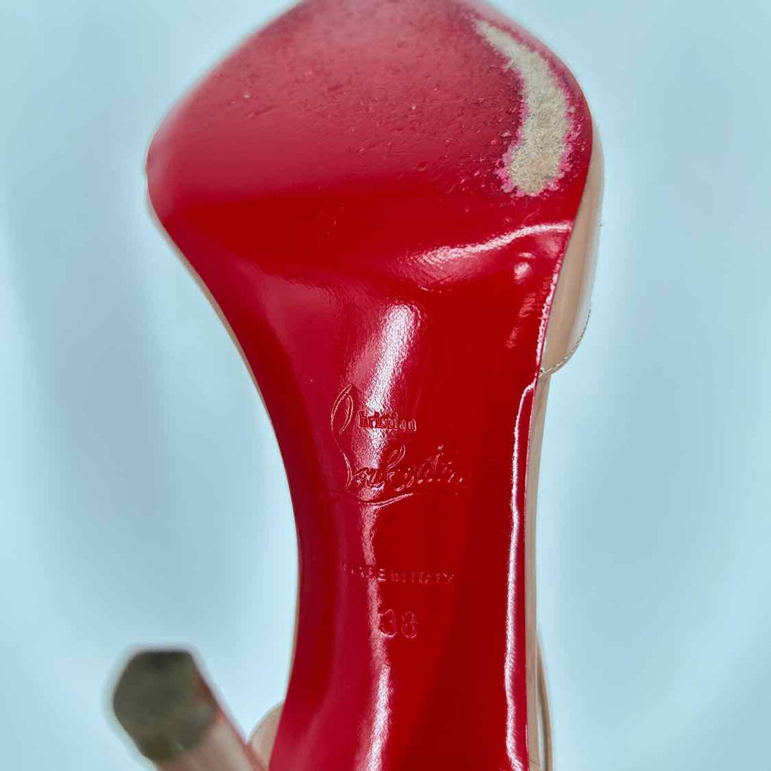 Christian Louboutin D'Orsay Pumps Women Size 38 Nude Patent Leather LUXURY