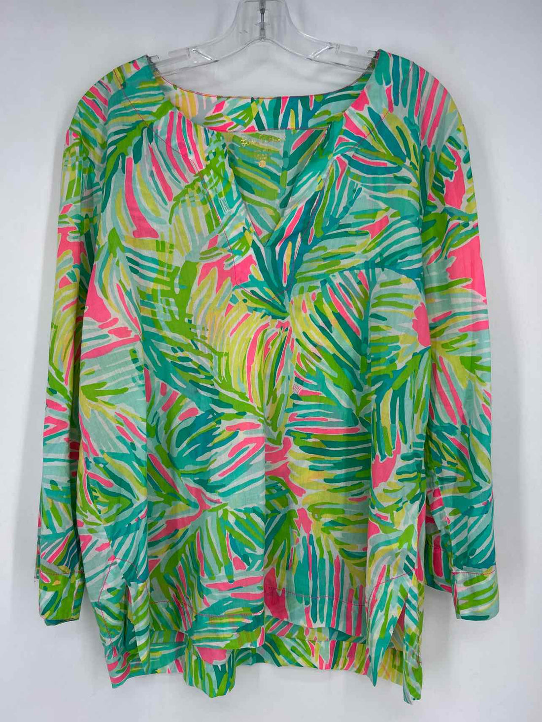 Lilly Pulitzer XL Green & Pink Print Cotton Lilly Pulitzer Top
