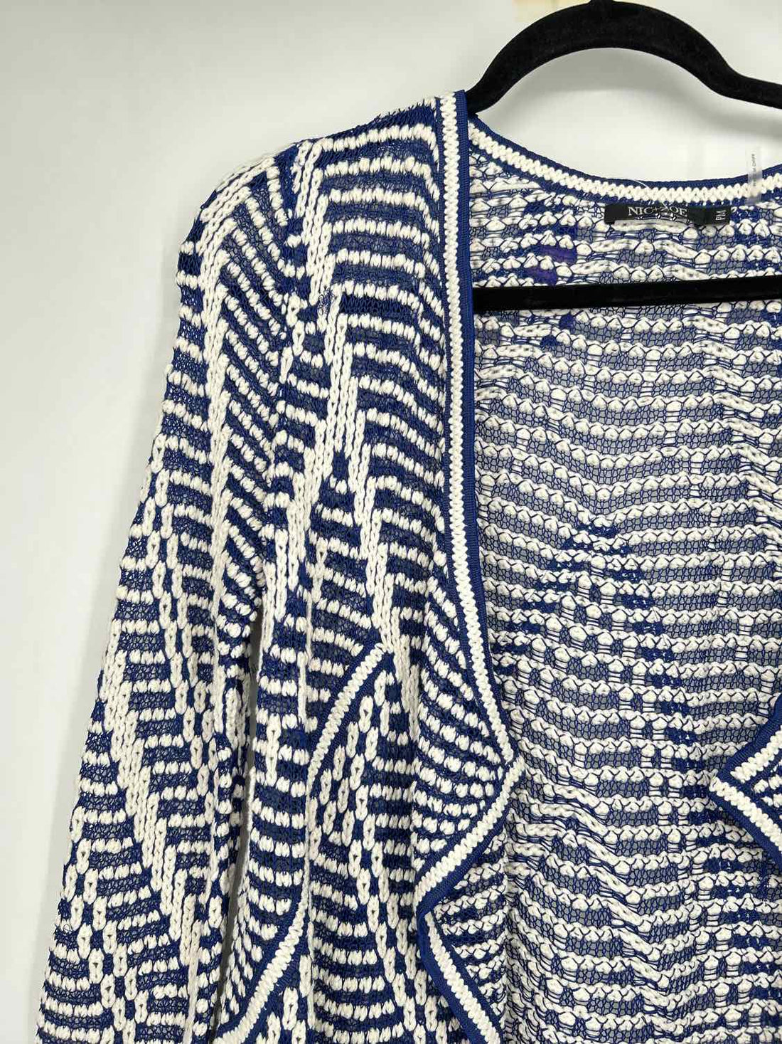 Nic+Zoe Size PM White & Blue Cardigan