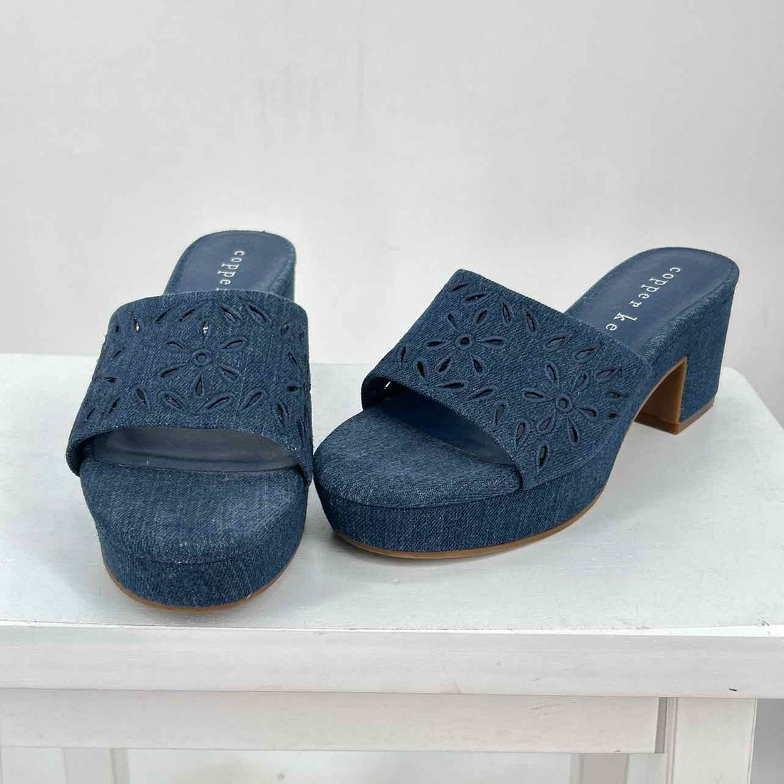Copper Key Women Size 7 Denim Platforms
