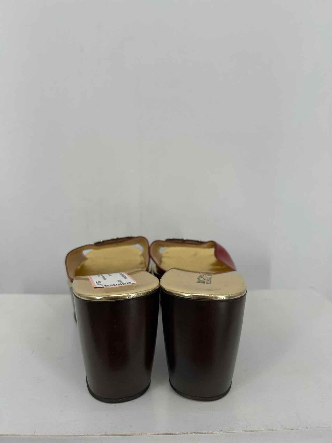 Michael Kors Women Size 10 Dark Red & Gold Wedges