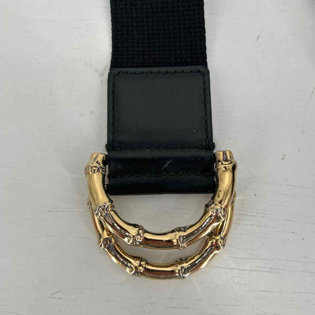 Gucci Size 80-32 Black Gold Bamboo Buckle Belts LUXURY