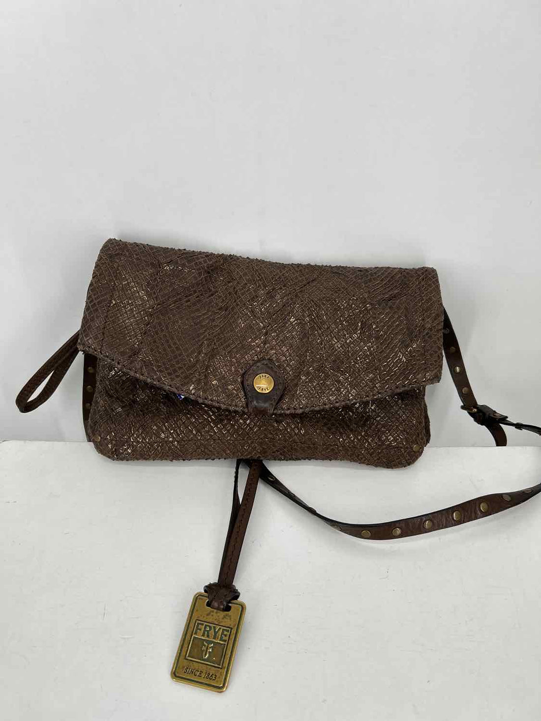 Frye Brown Genuine Leather Pre Owned Crossbody