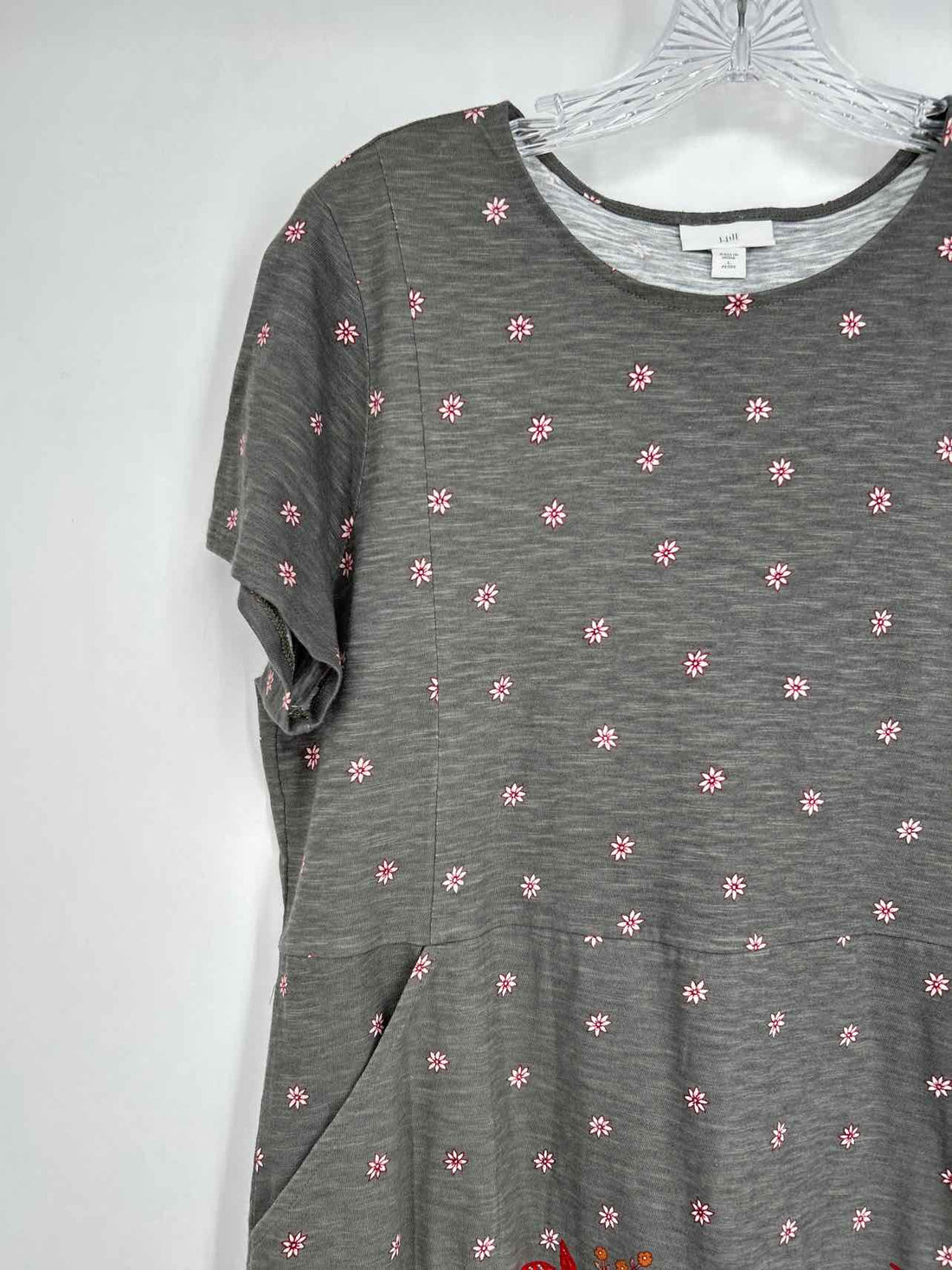 J Jill Size L Gray Floral Dress