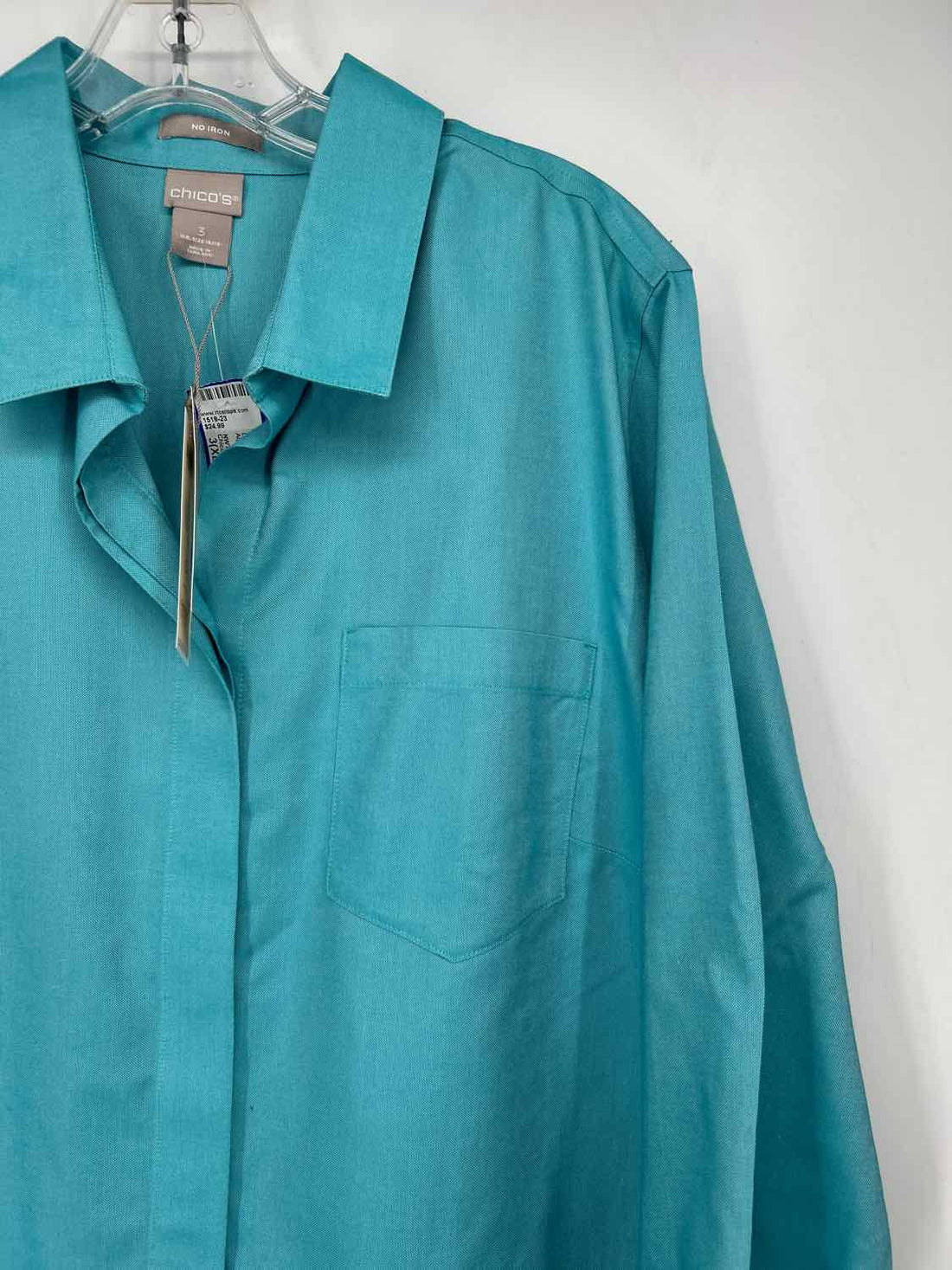 Chicos Size 3(XL) Aqua Pre Owned Long Sleeve
