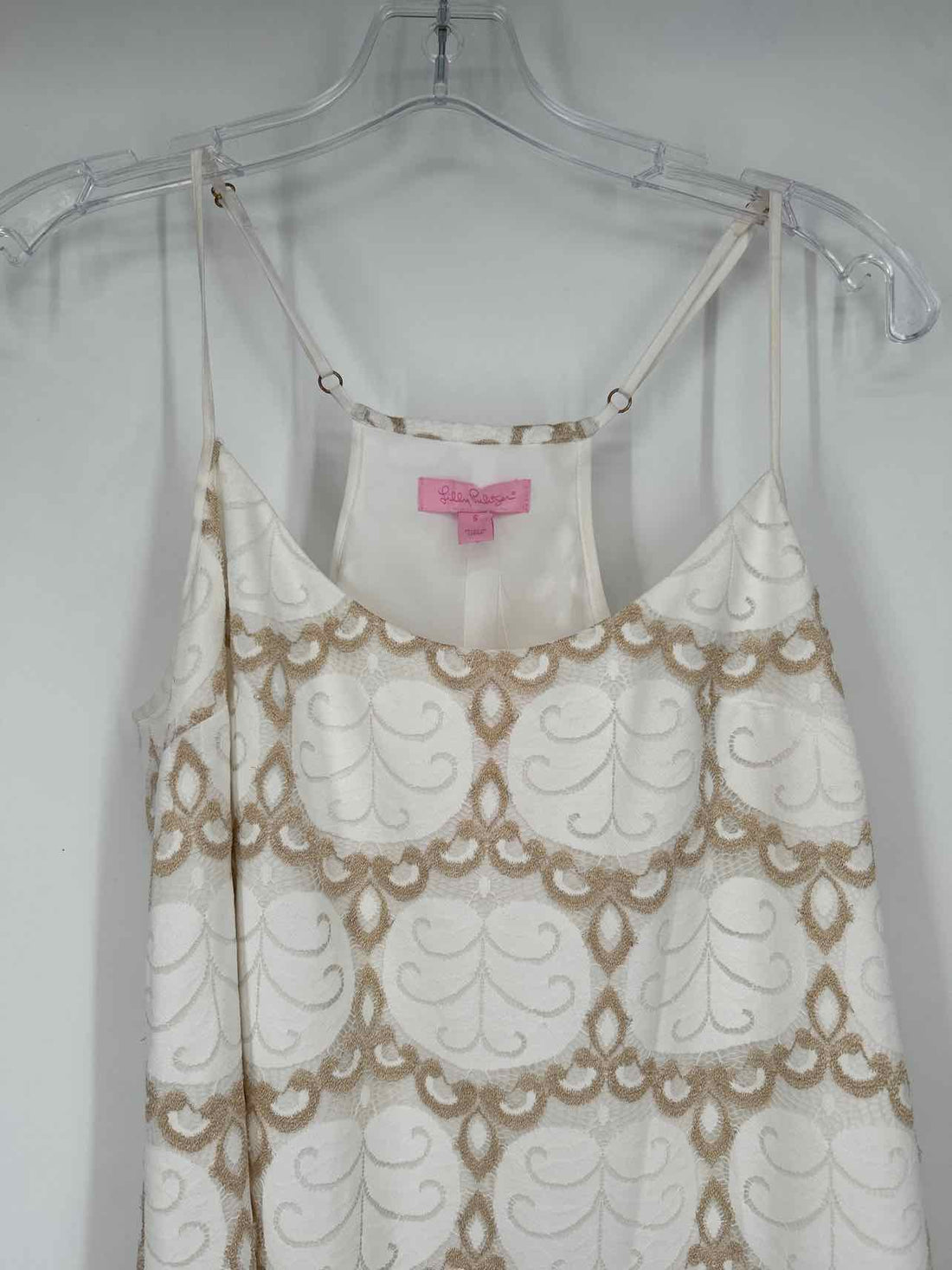 Lilly Pulitzer S White & Gold Sleeveless Lilly Pulitzer Dress