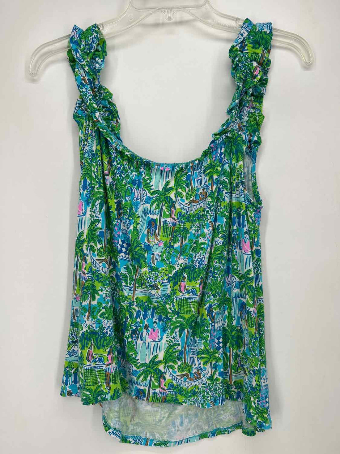 Lilly Pulitzer L Blue & Green Print Sleeveless Lilly Pulitzer Top