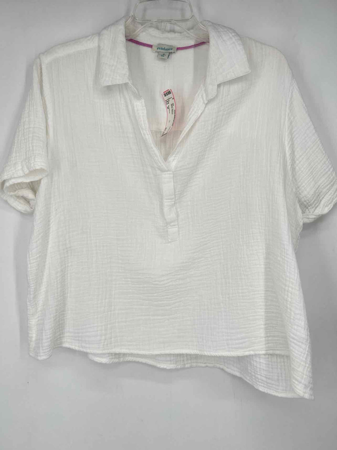 Sundance Size M White Gauze Short Sleeve