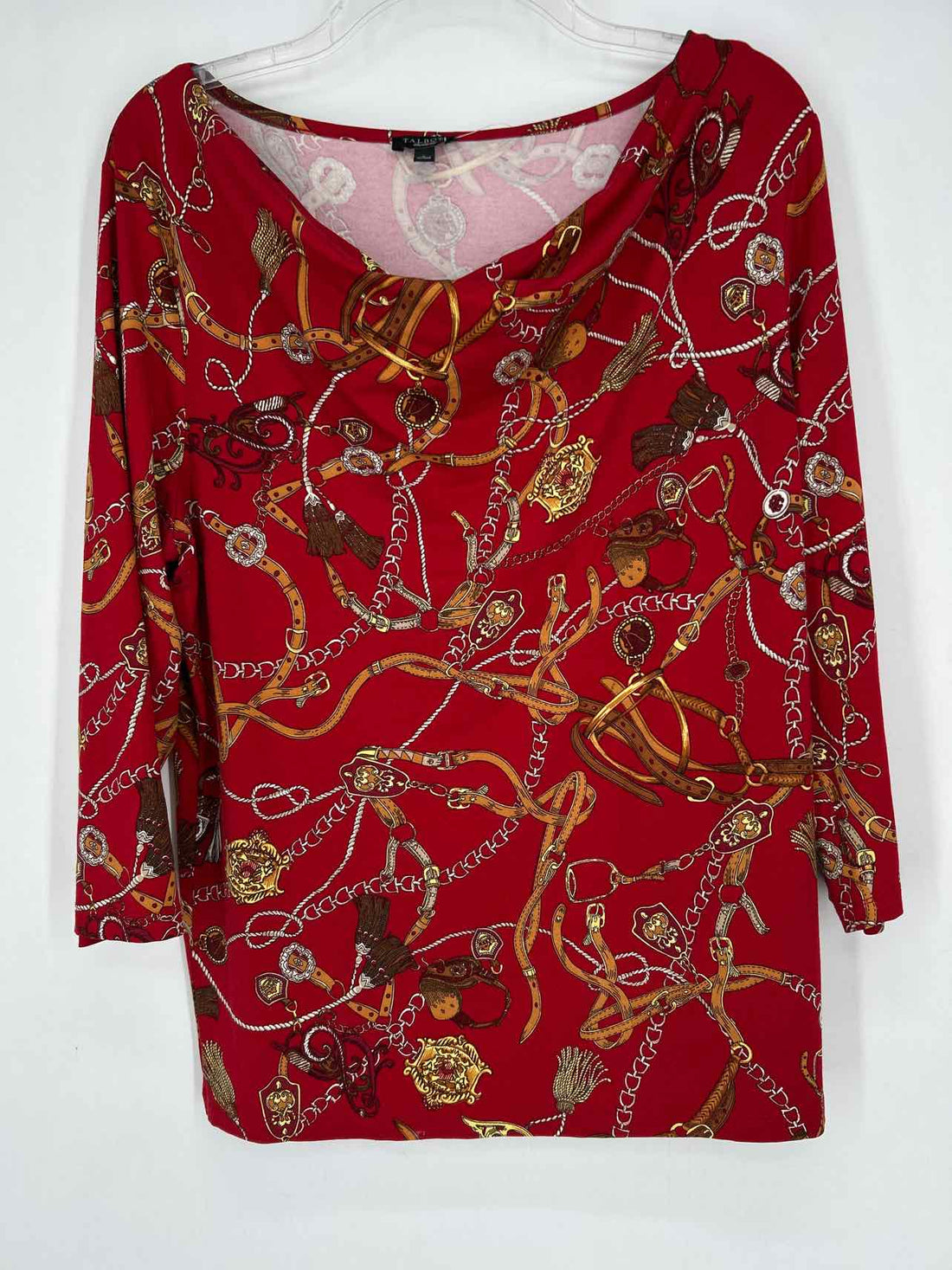 Talbots Size L Red Print Long Sleeve