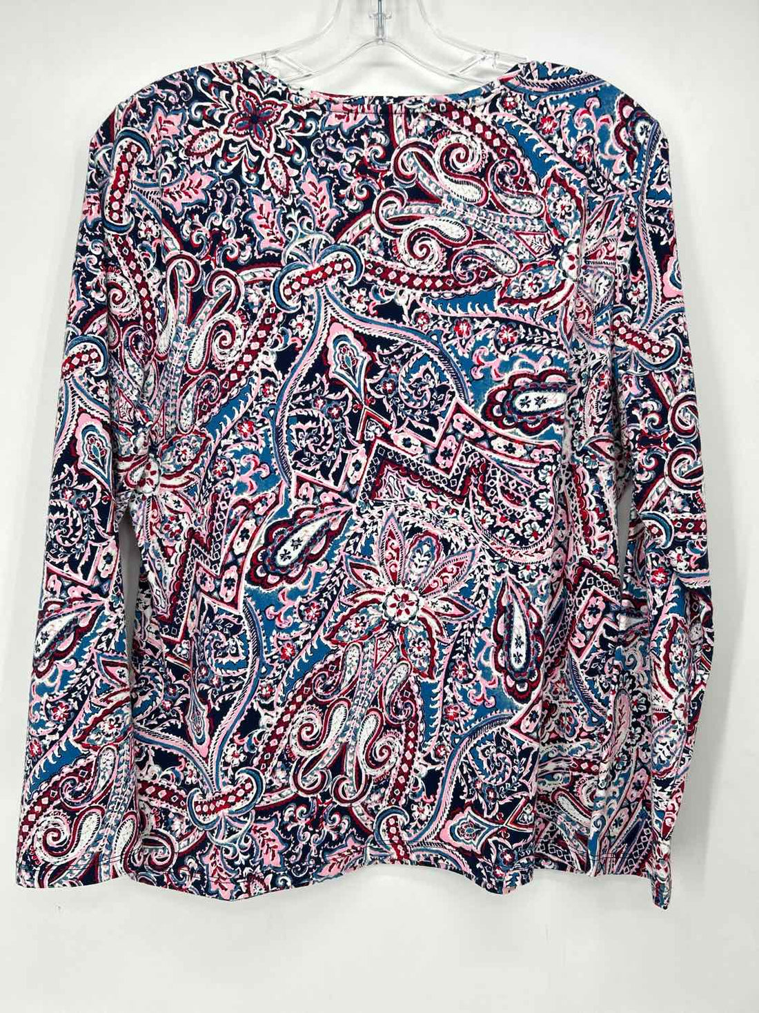 Talbots Size LP Blue & Pink Print Long Sleeve