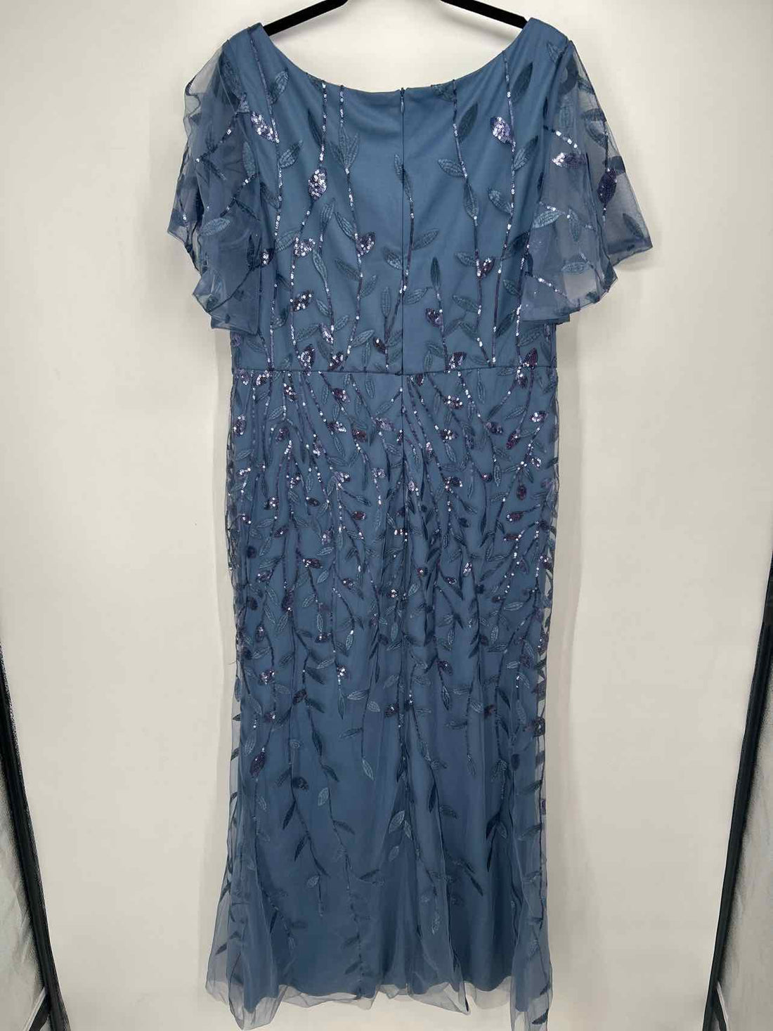 Ever Pretty Size 20 Dusty Blue Mesh & Sequins Short Sleeve Dress