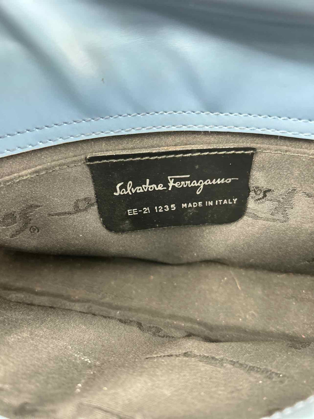 Salvatore Ferragamo VINATGE Y2K 2pc Set Blue Lizard Leather Purse