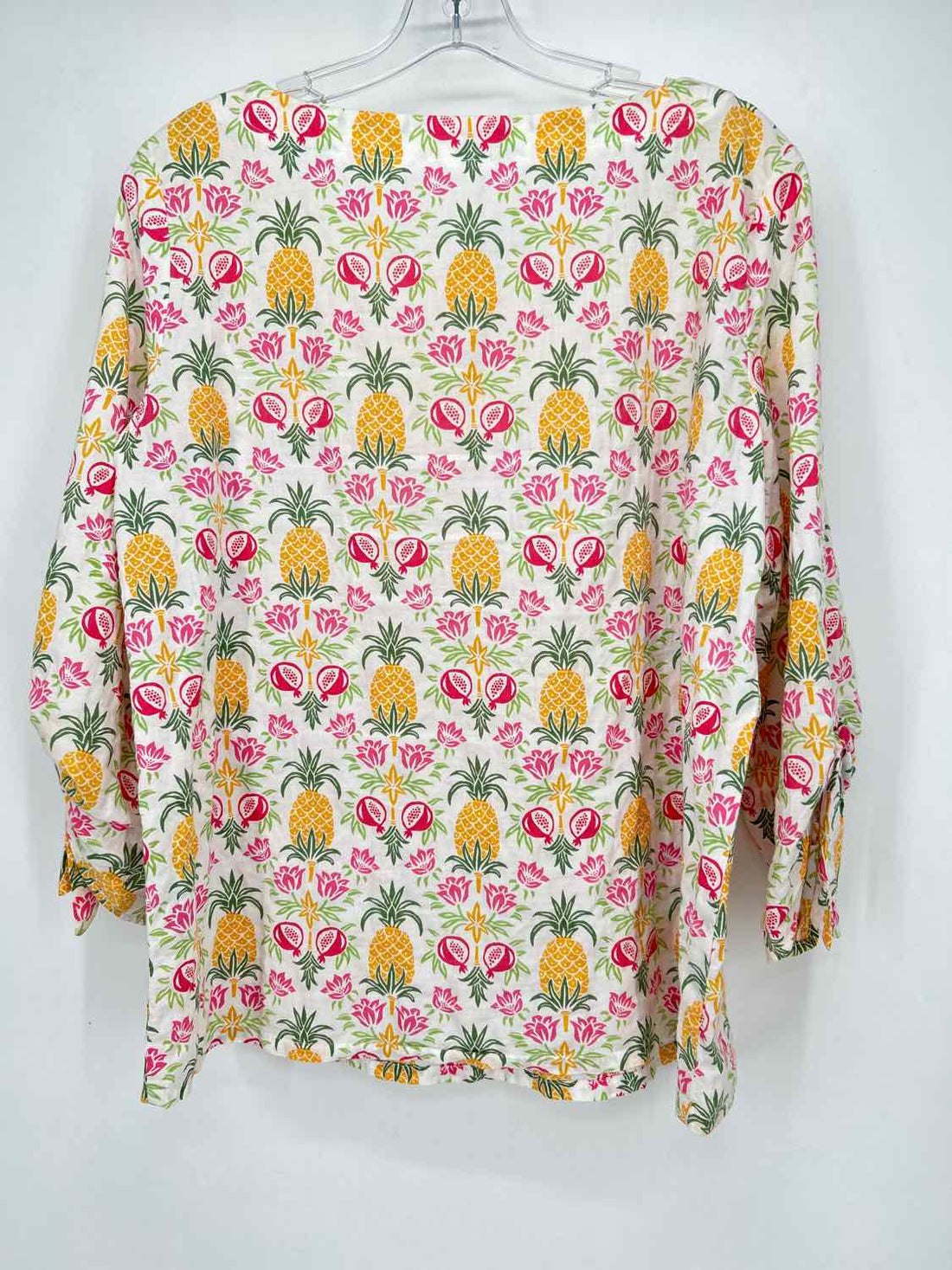 J McLaughlin Size M Pineapple Print Long Sleeve