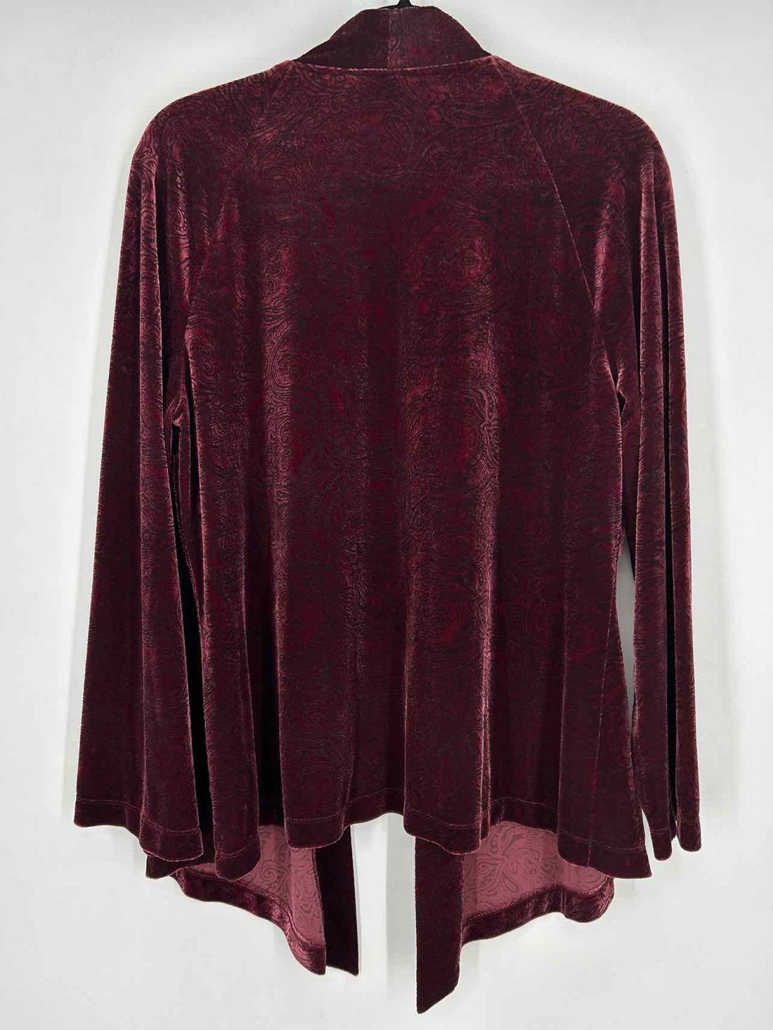 Chicos Size 2 (L) Burgundy Velvet Cardigan
