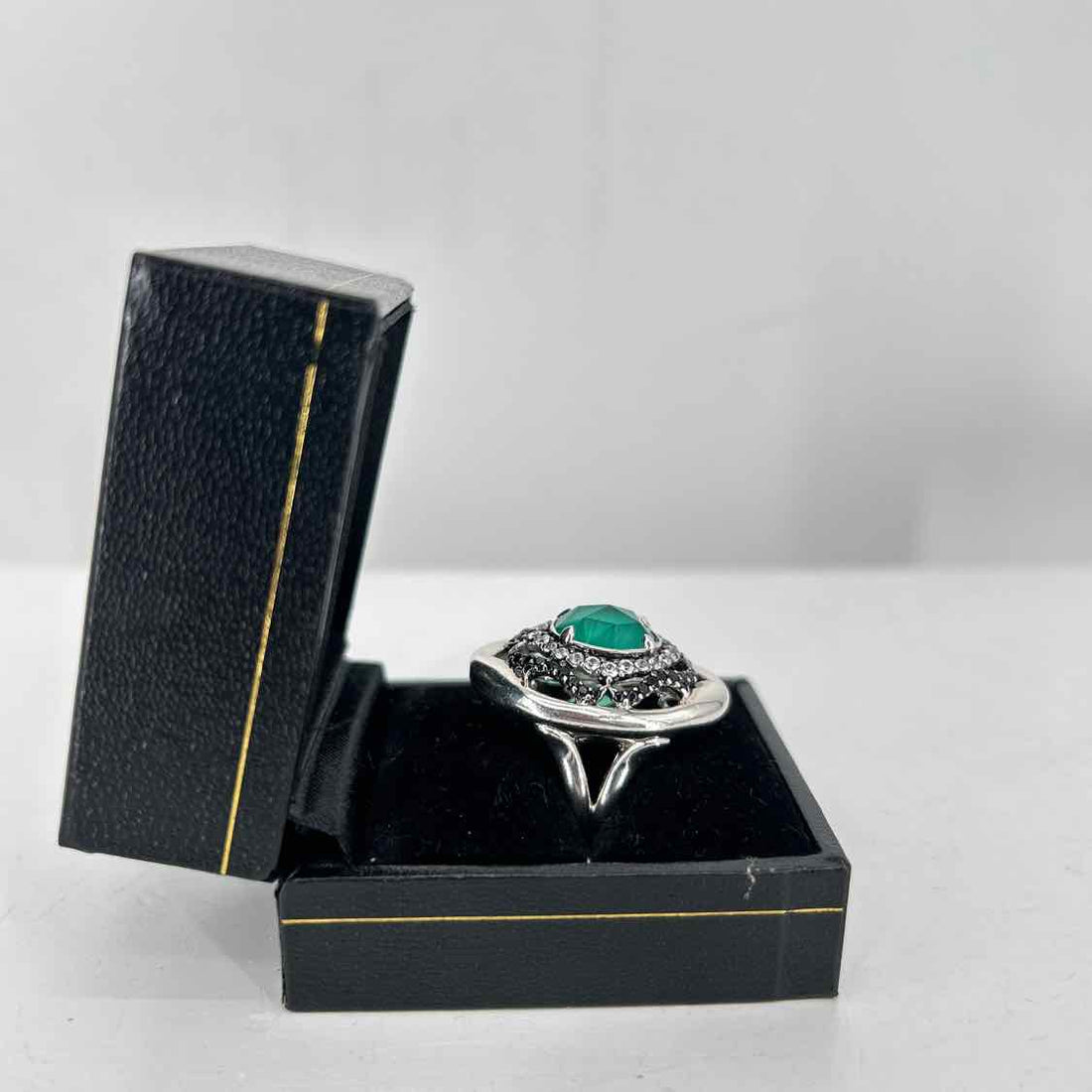 Gabriel & Co Size 8.5 Sterling Silver Green Onyx, Sapphire & Quartz LUXURY