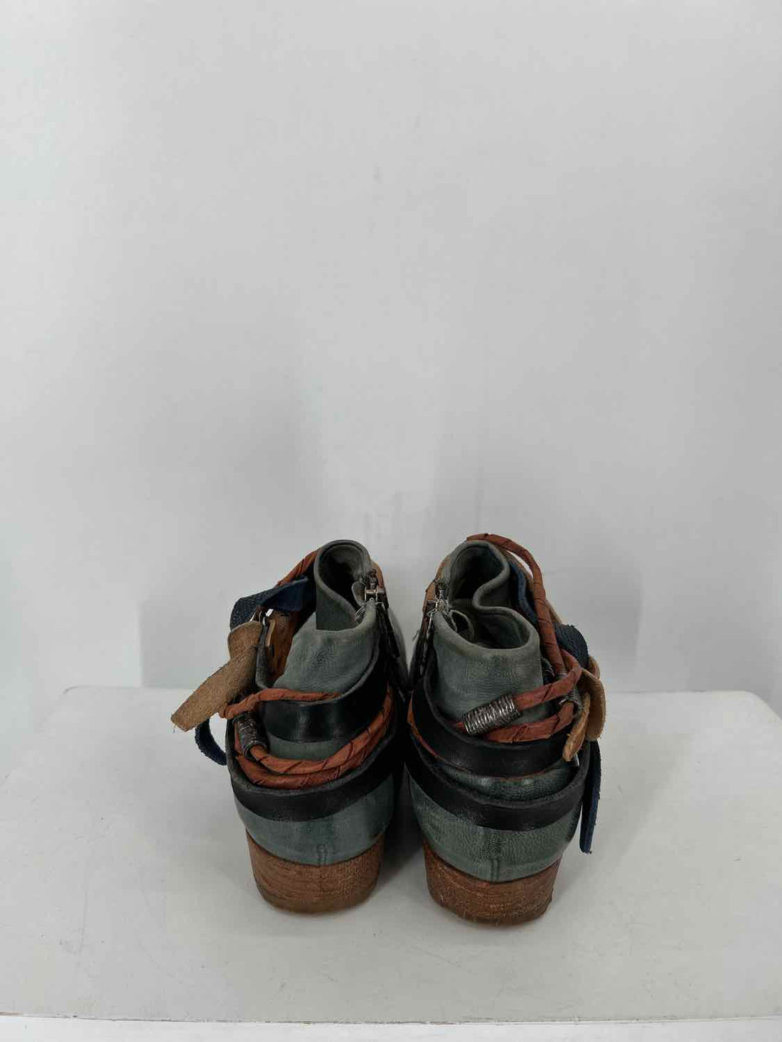 A.S. 98 Women Size 38 Turquoise Genuine Leather Ankle Boot