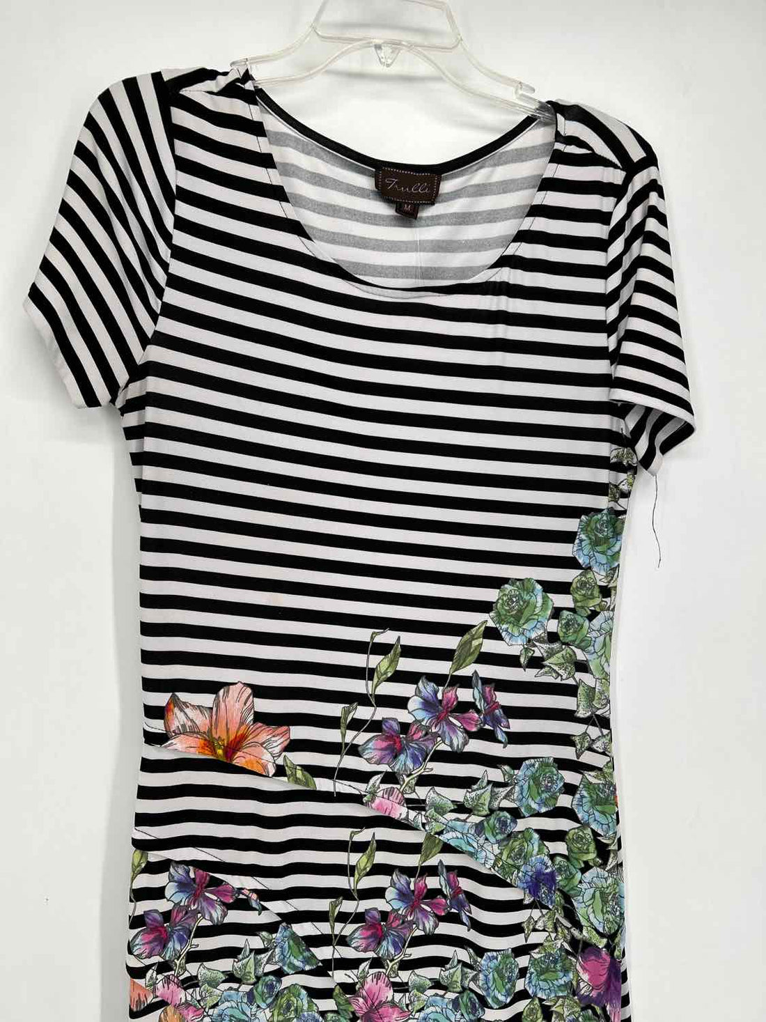 Trulli Size M Black & White Striped & Floral Maxi