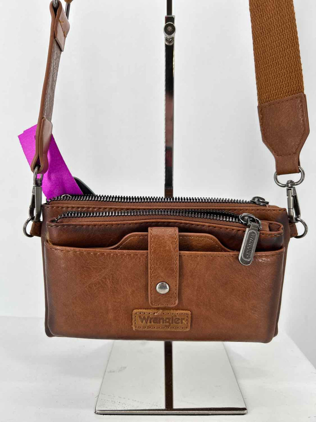 Wrangler Cognac Faux Leather Pre Owned Crossbody
