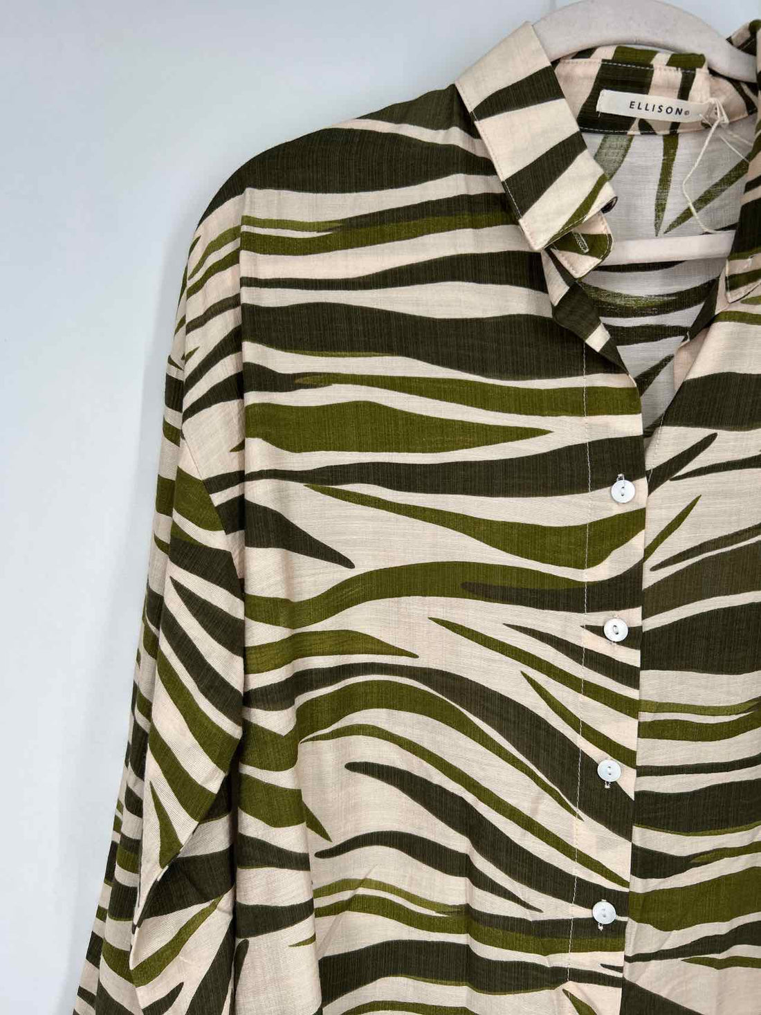 Ellison L Cream & Green Print New Boutique Top