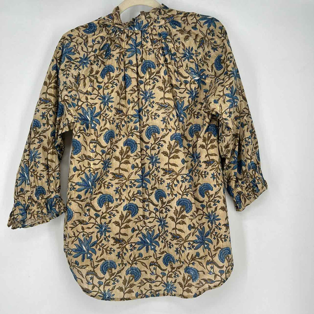 Clara The Label L Tan & Blue Floral New Boutique Top a