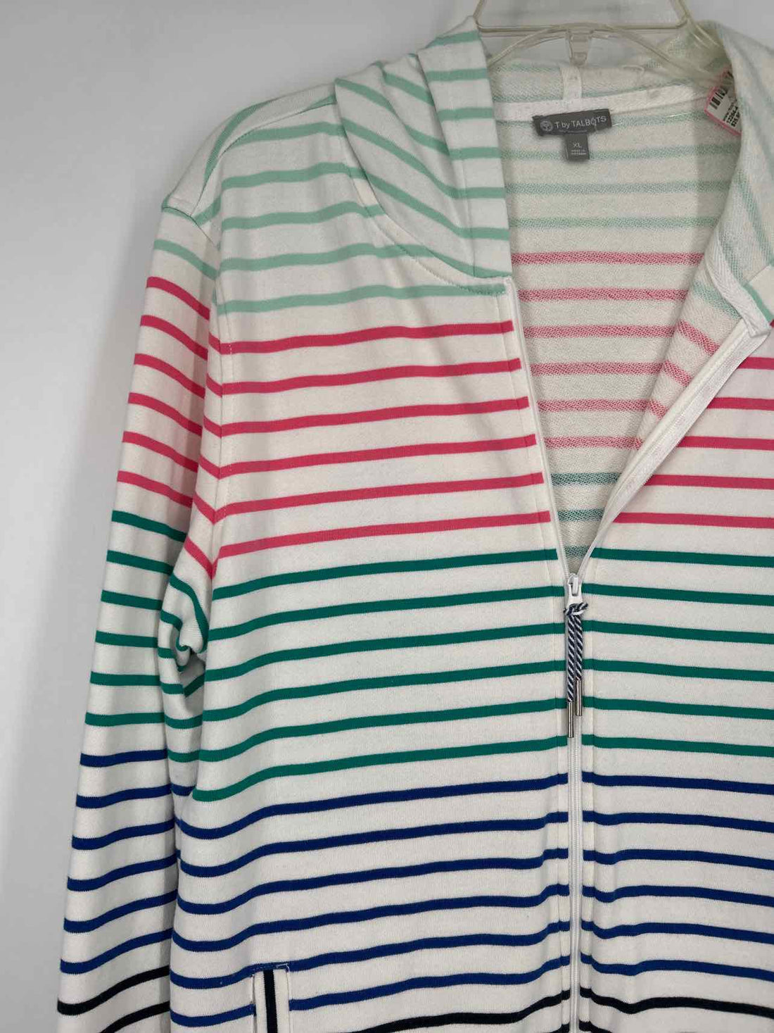 Talbots Size XL White Striped Sweater