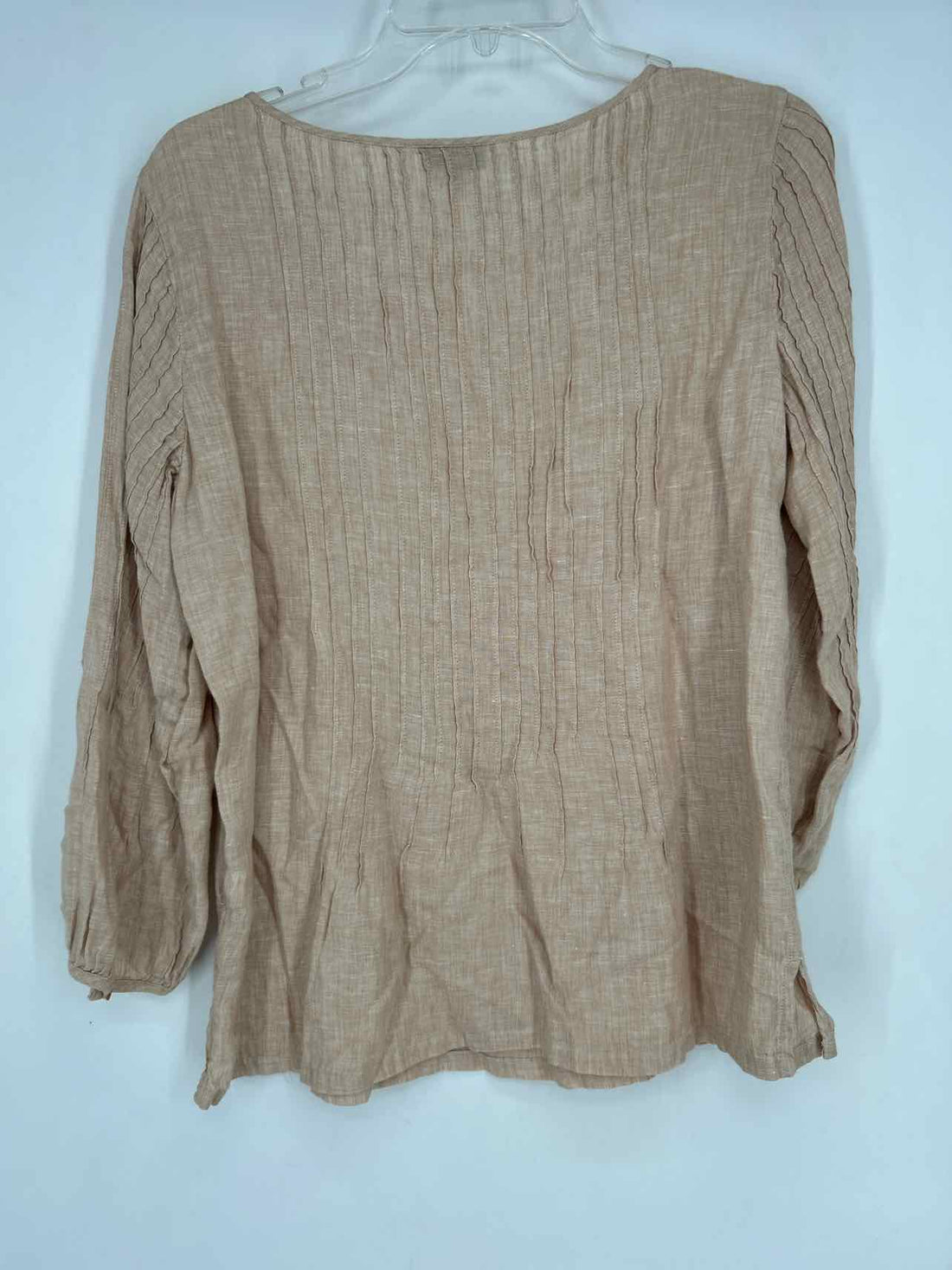 Talbots Size S Tan Linen Long Sleeve